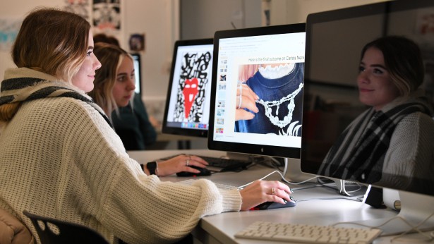 Learners working in a digital art suite at the Suffolk New College Ipswich campus